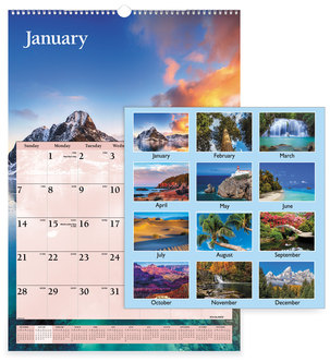 AT-A-GLANCE® Scenic Monthly Wall Calendar Landscape Photography, 15.5 x 22.75, White/Multicolor Sheets, 12-Month (Jan-Dec): 2024