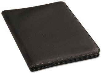 Universal® Pad Folio Leather-Look Inside Flap Pocket w/Card Holder, Black