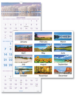 AT-A-GLANCE® Scenic Three-Month Wall Calendar Landscape Photography, 12 x 27, White Sheets, 14-Month (Dec to Jan): 2023 2025