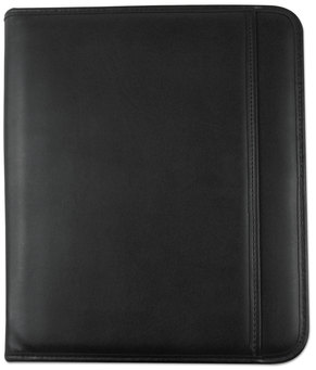 Universal® Leather Textured Zippered PadFolio with Tablet Pocket 10 3/4 x 13 1/8, Black