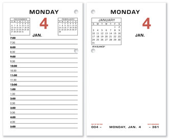 AT-A-GLANCE® Two-Color Desk Calendar Refill 3.5 x 6, White Sheets, 12-Month (Jan to Dec): 2024