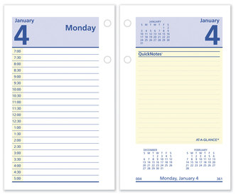 AT-A-GLANCE® QuickNotes® Desk Calendar Refill 3.5 x 6, White/Yellow/Blue Sheets, 12-Month (Jan to Dec): 2024