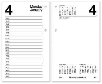 AT-A-GLANCE® Desk Calendar Refill 3.5 x 6, White Sheets, 12-Month (Jan to Dec): 2024