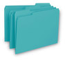 A Picture of product SMD-10235 Smead™ Interior File Folders 1/3-Cut Tabs: Assorted, Letter Size, 0.75" Expansion, Aqua, 100/Box