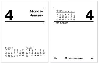AT-A-GLANCE® Compact Desk Calendar Refill 3 x 3.75, White Sheets, 12-Month (Jan to Dec): 2024