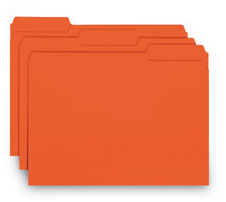 Smead™ Interior File Folders 1/3-Cut Tabs: Assorted, Letter Size, 0.75" Expansion, Orange, 100/Box