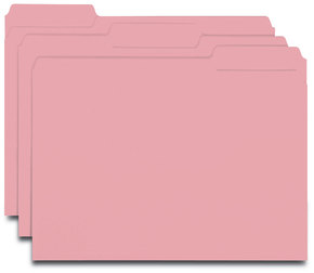 Smead™ Interior File Folders 1/3-Cut Tabs: Assorted, Letter Size, 0.75" Expansion, Pink, 100/Box