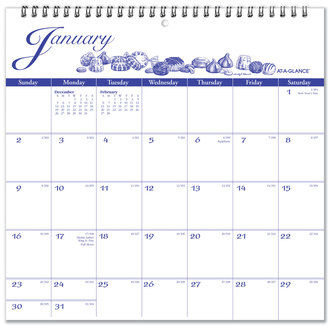 AT-A-GLANCE® 12-Month Illustrator’s Edition Wall Calendar Victorian Illustrations Artwork, 12 x White/Blue Sheets, (Jan to Dec): 2024