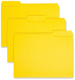 Smead™ Interior File Folders 1/3-Cut Tabs: Assorted, Letter Size, 0.75" Expansion, Yellow, 100/Box