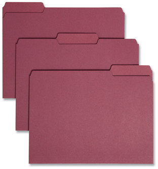 Smead™ Interior File Folders 1/3-Cut Tabs: Assorted, Letter Size, 0.75" Expansion, Maroon, 100/Box