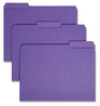 A Picture of product SMD-10283 Smead™ Interior File Folders 1/3-Cut Tabs: Assorted, Letter Size, 0.75" Expansion, Purple, 100/Box