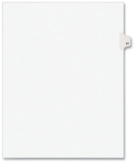 Avery® Preprinted Style Legal Dividers Exhibit Side Tab Index 10-Tab, 81, 11 x 8.5, White, 25/Pack, (1081)