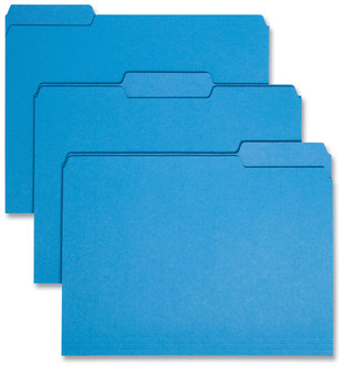 Smead™ Interior File Folders 1/3-Cut Tabs: Assorted, Letter Size, 0.75" Expansion, Sky Blue, 100/Box
