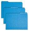 A Picture of product SMD-10287 Smead™ Interior File Folders 1/3-Cut Tabs: Assorted, Letter Size, 0.75" Expansion, Sky Blue, 100/Box