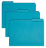A Picture of product SMD-10291 Smead™ Interior File Folders 1/3-Cut Tabs: Assorted, Letter Size, 0.75" Expansion, Teal, 100/Box