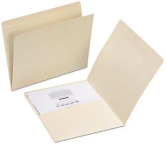 Smead™ Top Tab File Folders with Inside Pocket Straight Tabs, Letter Size, Manila, 50/Box
