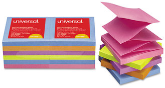 Universal® Fan-Folded Self-Stick Pop-Up Note Pads 3" x Assorted Bright Colors, 100 Sheets/Pad, 12 Pads/Pack
