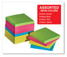A Picture of product UNV-35612 Universal® Self-Stick Note Pads 3" x Assorted Neon Colors, 100 Sheets/Pad, 12 Pads/Pack