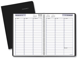 AT-A-GLANCE® DayMinder® Weekly Appointment Book Vertical-Column Format, 11 x 8, Black Cover, 12-Month (Jan to Dec): 2024