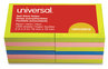 A Picture of product UNV-35617 Universal® Fan-Folded Self-Stick Pop-Up Note Pads 3" x Assorted Neon Colors, 100 Sheets/Pad, 12 Pads/Pack
