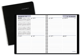 AT-A-GLANCE® DayMinder® Open-Schedule Weekly Appointment Book 8.75 x 7, Black Cover, 12-Month (Jan to Dec): 2024