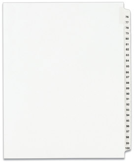 Avery® Preprinted Legal Exhibit Index Tab Dividers with Black and White Tabs Side Style, 25-Tab, 76 to 100, 11 x 8.5, 1 Set, (1333)