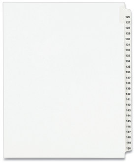 Avery® Preprinted Style Legal Dividers Exhibit Side Tab Index 25-Tab, 126 to 150, 11 x 8.5, White, 1 Set, (1335)