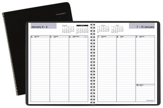 AT-A-GLANCE® DayMinder® Weekly Planner Vertical-Column Format, 8.75 x 7, Black Cover, 12-Month (Jan to Dec): 2024