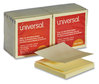 A Picture of product UNV-35664 Universal® Fan-Folded Self-Stick Pop-Up Note Pads 3" x Yellow, 100 Sheets/Pad, 12 Pads/Pack