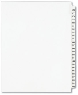 Avery® Preprinted Style Legal Dividers Exhibit Side Tab Index 25-Tab, 176 to 200, 11 x 8.5, White, 1 Set, (1337)