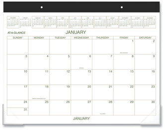 AT-A-GLANCE® Two-Color Desk Pad 22 x 17, White Sheets, Black Binding, Clear Corners, 12-Month (Jan to Dec): 2024