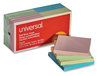 A Picture of product UNV-35669 Universal® Self-Stick Note Pads 3" x Assorted Pastel Colors, 100 Sheets/Pad, 12 Pads/Pack