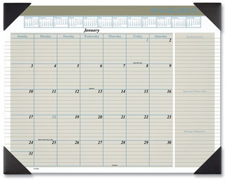 AT-A-GLANCE® Executive® Monthly Desk Pad Calendar 22 x 17, White Sheets, Black Corners, 12-Month (Jan to Dec): 2024