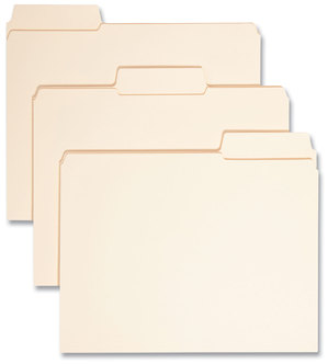 Smead™ SuperTab® Reinforced Guide Height Top Tab Folders 1/3-Cut Tabs: Assorted, Letter Size, 0.75" Expansion, Manila, 100/Box