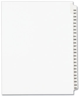 Avery® Preprinted Style Legal Dividers Exhibit Side Tab Index 25-Tab, 326 to 350, 11 x 8.5, White, 1 Set, (1343)