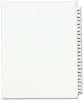 Avery® Preprinted Style Legal Dividers Exhibit Side Tab Index 25-Tab, 351 to 375, 11 x 8.5, White, 1 Set, (1344)