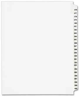 Avery® Preprinted Style Legal Dividers Exhibit Side Tab Index 25-Tab, 376 to 400, 11 x 8.5, White, 1 Set, (1345)