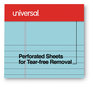 A Picture of product UNV-35850 Universal® Colored Perforated Ruled Writing Pads Narrow Rule, 50 Blue 5 x 8 Sheets, Dozen