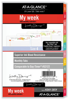 AT-A-GLANCE® My Week Weekly/Monthly Planner Refill Floral Artwork, Desk Size 4, 8.5 x 5.5, Multicolor Sheets, 12-Month (Jan-Dec): 2023