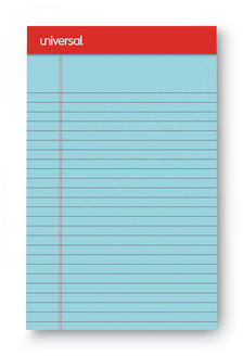 Universal® Colored Perforated Ruled Writing Pads Narrow Rule, 50 Blue 5 x 8 Sheets, Dozen