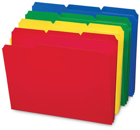 Smead™ Top Tab Poly Colored File Folders 1/3-Cut Tabs: Assorted, Letter Size, 0.75" Expansion, Colors, 24/Box