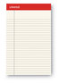 A Picture of product UNV-35852 Universal® Colored Perforated Ruled Writing Pads Narrow Rule, 50 Ivory 5 x 8 Sheets, Dozen
