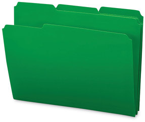 Smead™ Top Tab Poly Colored File Folders 1/3-Cut Tabs: Assorted, Letter Size, 0.75" Expansion, Green, 24/Box