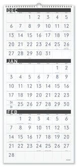 AT-A-GLANCE® Contemporary Three-Month Reference Wall Calendar Artwork/Formatting, 12 x 27, White Sheets, 15-Month (Dec-Feb): 2023 to 2025