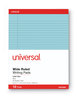 A Picture of product UNV-35880 Universal® Colored Perforated Ruled Writing Pads Wide/Legal Rule, 50 Blue 8.5 x 11 Sheets, Dozen
