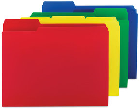 Smead™ Top Tab Poly Colored File Folders 1/3-Cut Tabs: Assorted, Letter Size, 0.75" Expansion, Colors,12/Pack