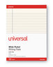 A Picture of product UNV-35882 Universal® Colored Perforated Ruled Writing Pads Letter Size Pad (8.5 x 11.75), Wide/Legal Rule, 50 Ivory 8.5 11 Sheets, Dozen