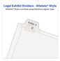 A Picture of product AVE-01376 Avery® Legal Index Divider, Exhibit Alpha Letter, Style Avery-Style Preprinted Side Tab 26-Tab, F, 11 x 8.5, White, 25/Pack, (1376)