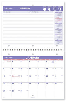 AT-A-GLANCE® Monthly Desk/Wall Calendar Twin-Wire Flip-Back 11 x 8.5, White/Violet/Red Sheets, 12-Month (Jan to Dec): 2023