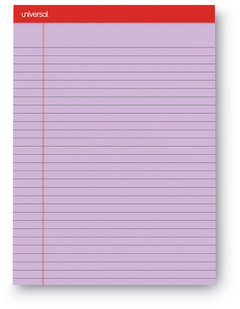 Universal® Colored Perforated Ruled Writing Pads Wide/Legal Rule, 50 Orchid 8.5 x 11 Sheets, Dozen